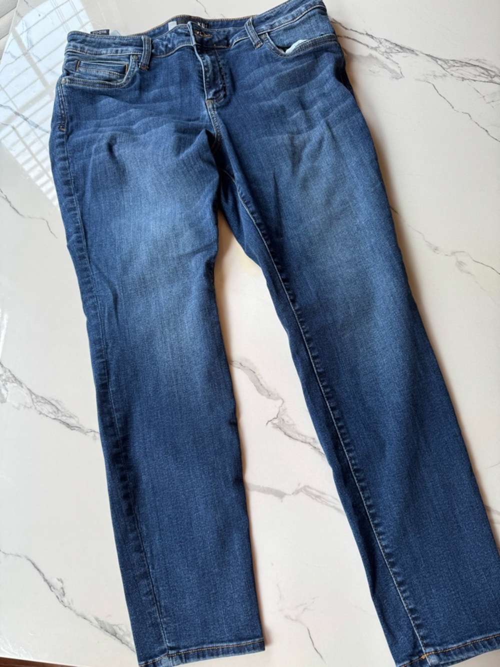 Kut from the Kloth Straight Leg Mid-Blue Jeans